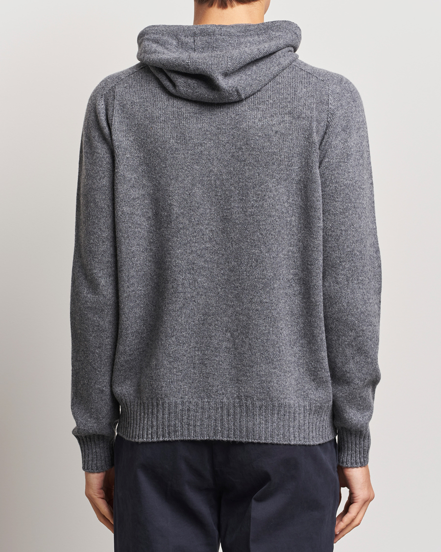 Herr | Tröjor | Gran Sasso | Full Zip Wool Hoodie Grey Melange