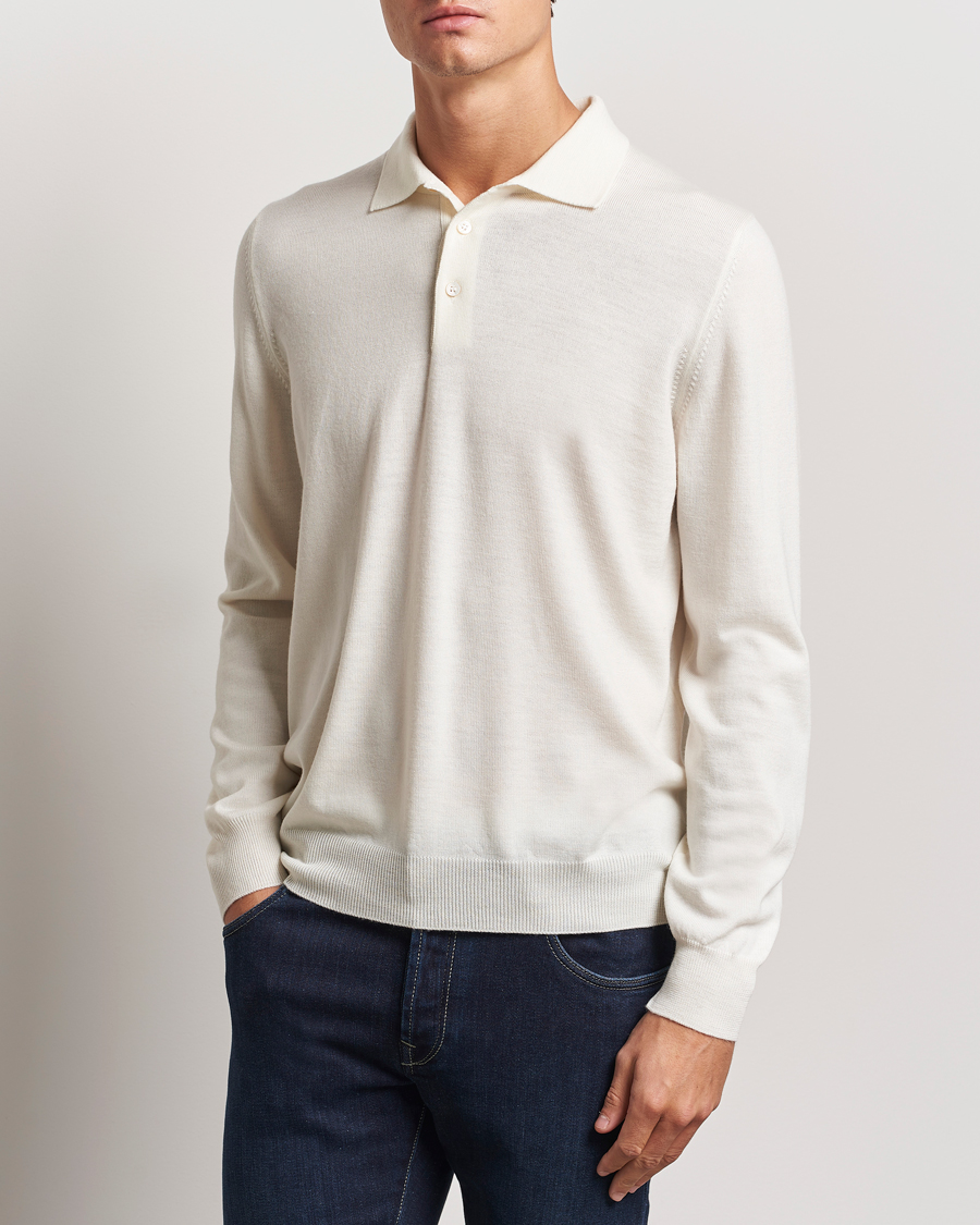 Herr | Tröjor | Gran Sasso | Merino Fashion Fit Polo Cream