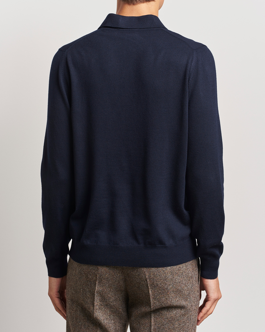 Herr | Tröjor | Gran Sasso | Merino Fashion Fit Polo Navy