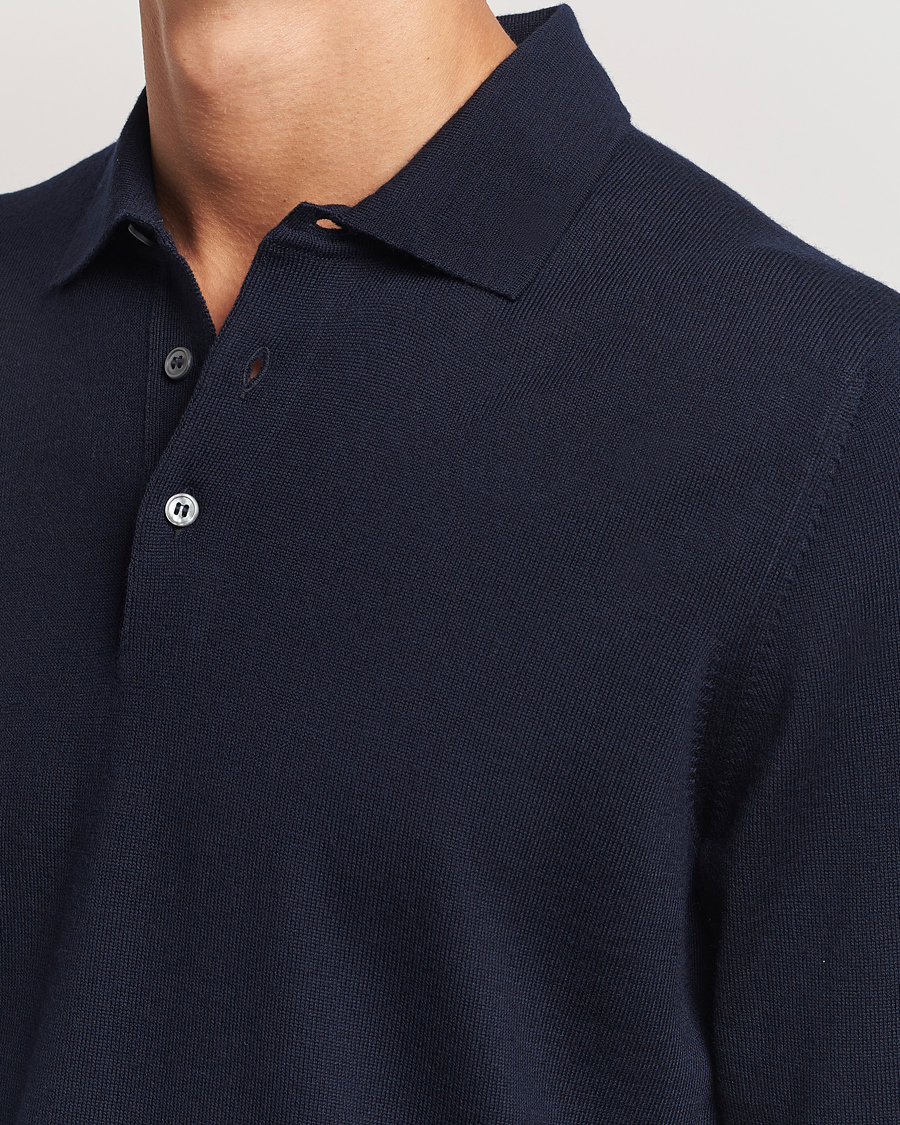 Herr | Tröjor | Gran Sasso | Merino Fashion Fit Polo Navy