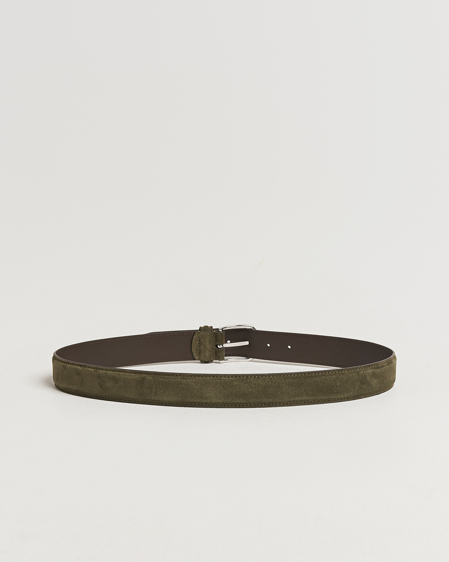 Herr | Bälten | Anderson's | Suede 3,5 cm Belt Green