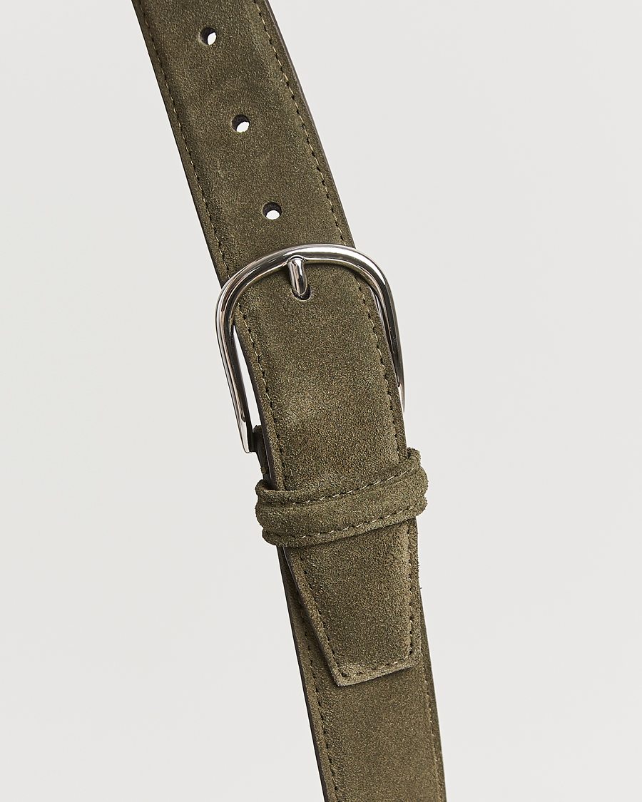 Herr | Bälten | Anderson's | Suede 3,5 cm Belt Green