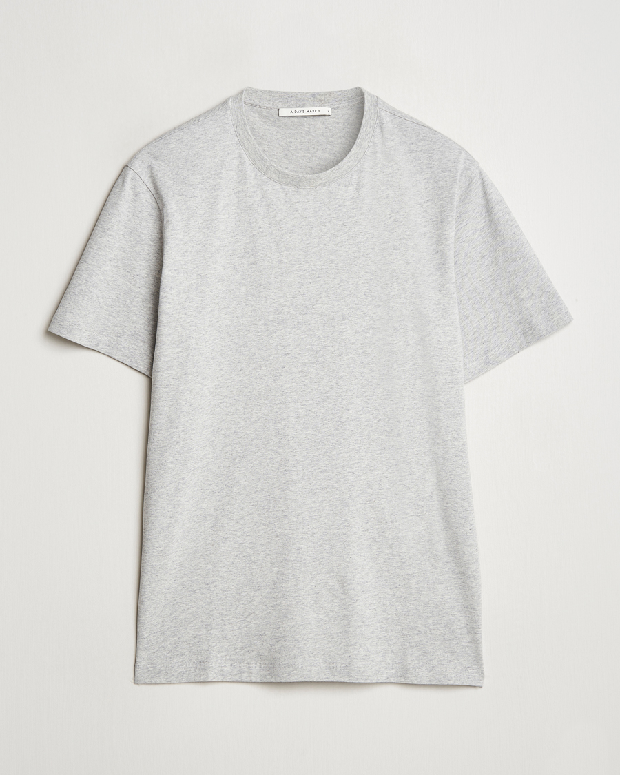 Herr | T-Shirts | A Day's March | Midweight T-Shirt Grey Melange