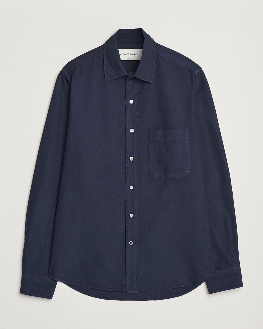Herr | Skjortor | A Day's March | Mason Dyed Oxford Shirt Navy