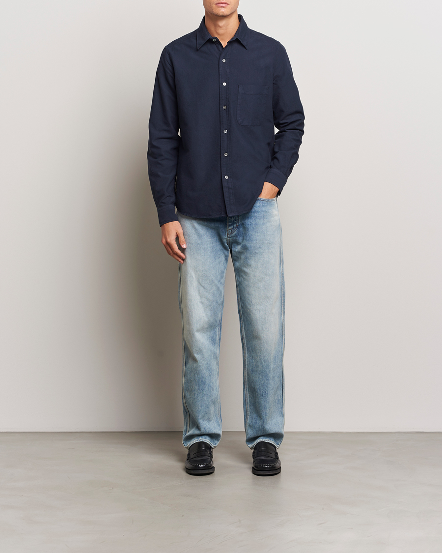 Herr | Skjortor | A Day's March | Mason Dyed Oxford Shirt Navy