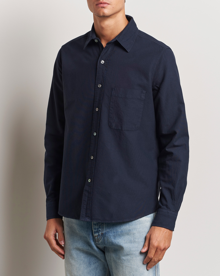 Herr | Skjortor | A Day's March | Mason Dyed Oxford Shirt Navy