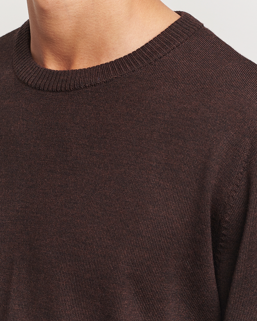 Herr | Tröjor | A Day's March | Alagón Merino Crew Dark Brown