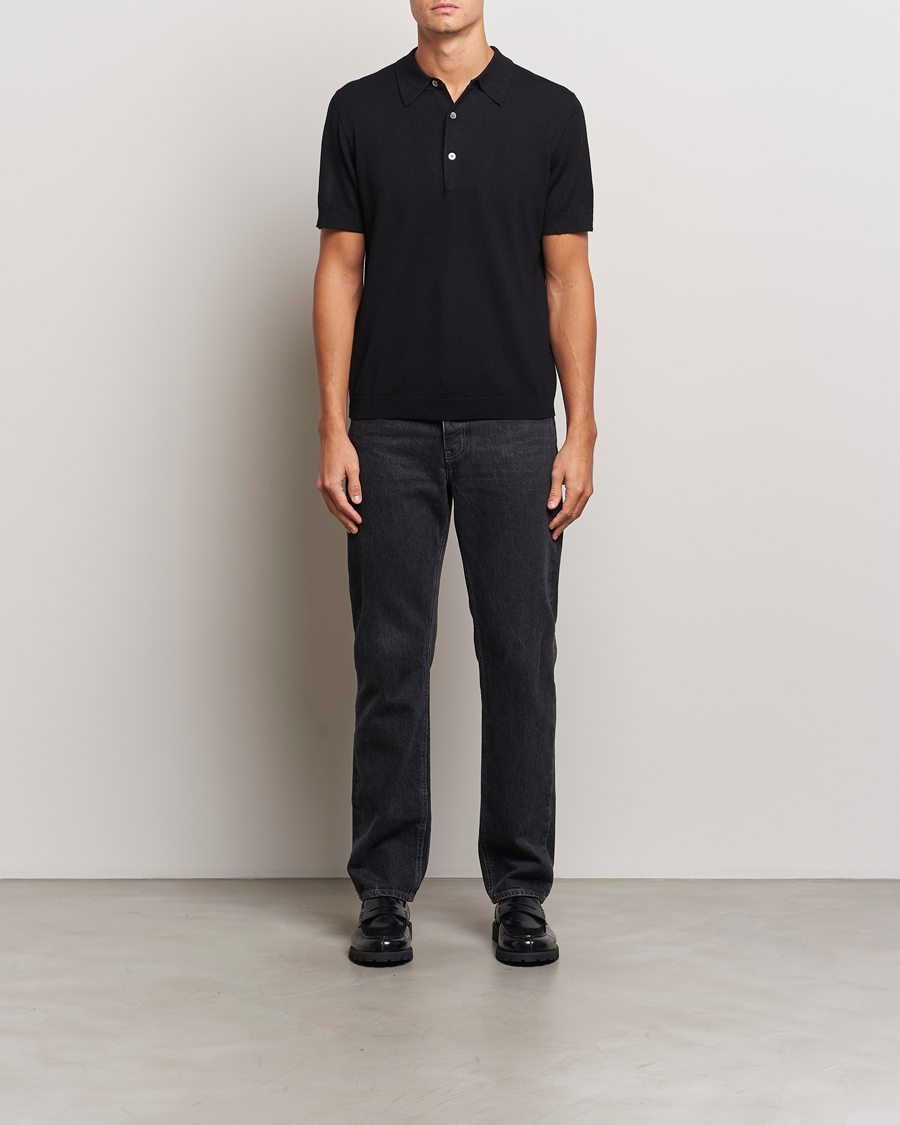 Herr | Pikéer | A Day's March | Rosehall Short Sleeve Merino Polo Black