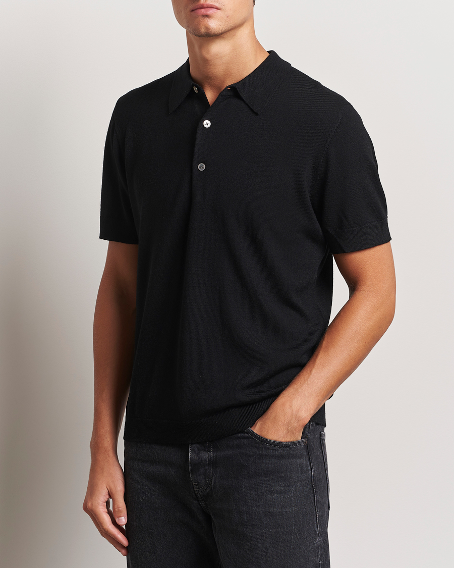 Herr | Pikéer | A Day's March | Rosehall Short Sleeve Merino Polo Black