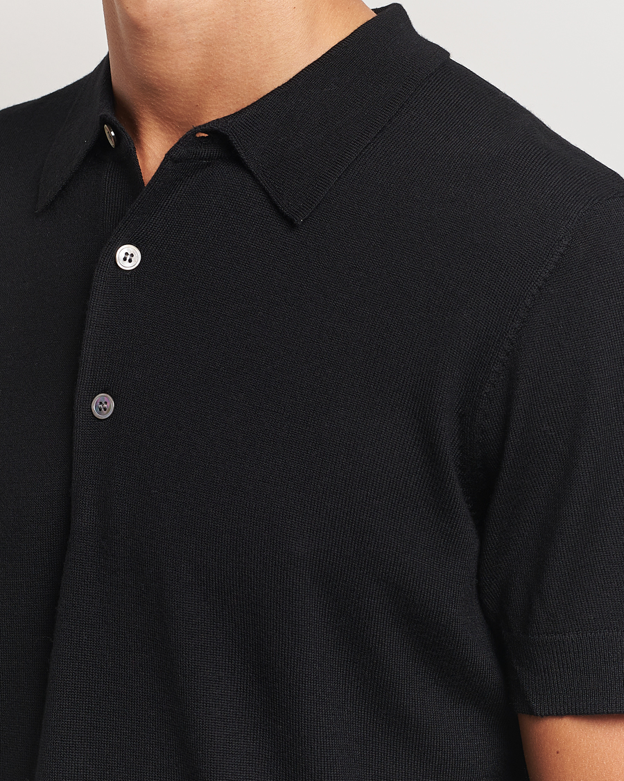 Herr | Pikéer | A Day's March | Rosehall Short Sleeve Merino Polo Black
