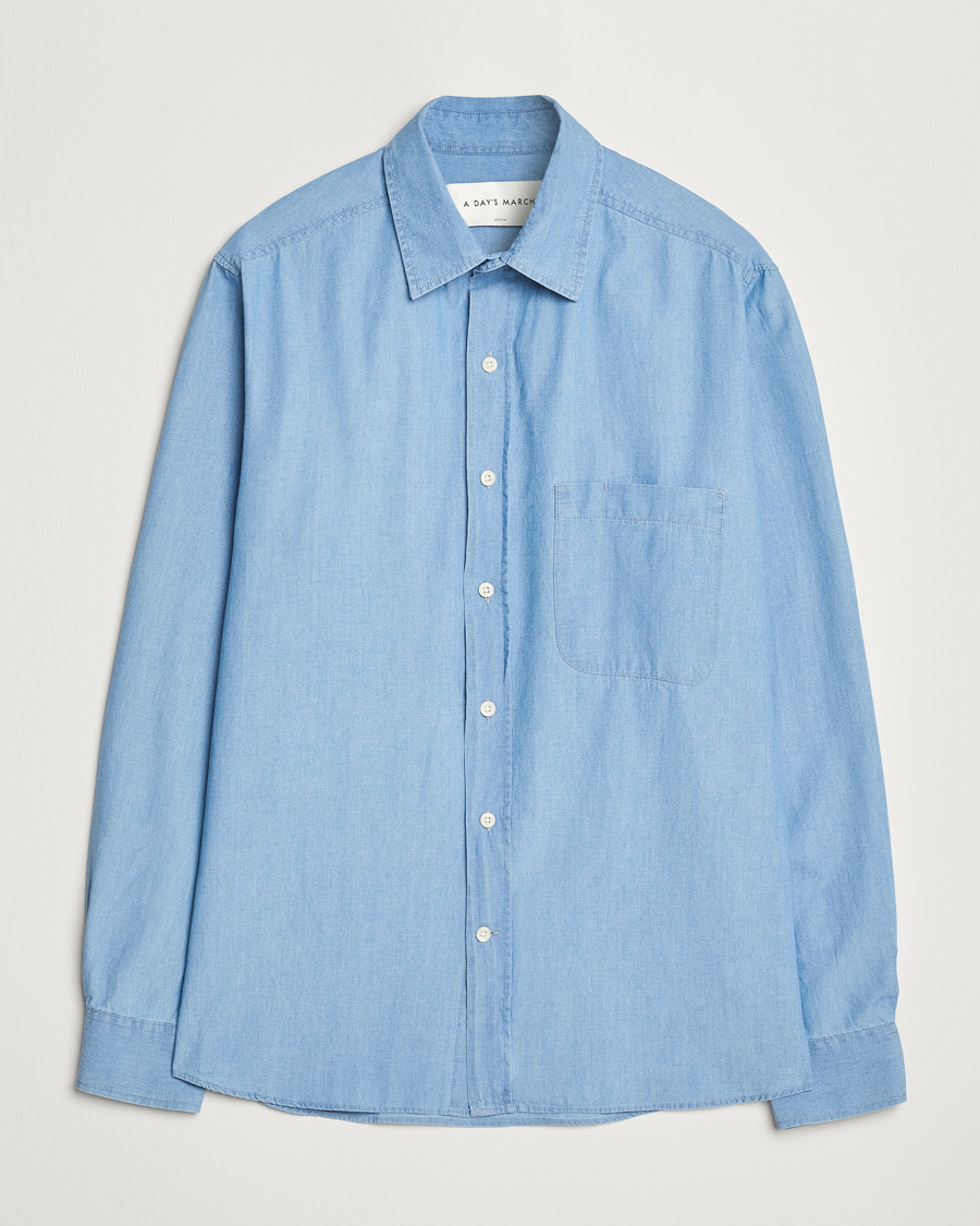 Herr | Skjortor | A Day's March | Will Chambray Shirt Light Blue