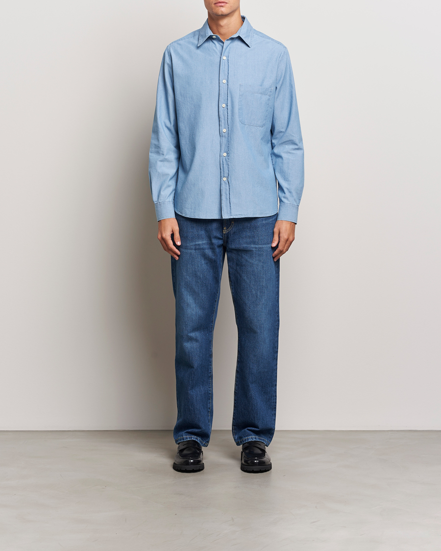 Herr | Skjortor | A Day's March | Will Chambray Shirt Light Blue