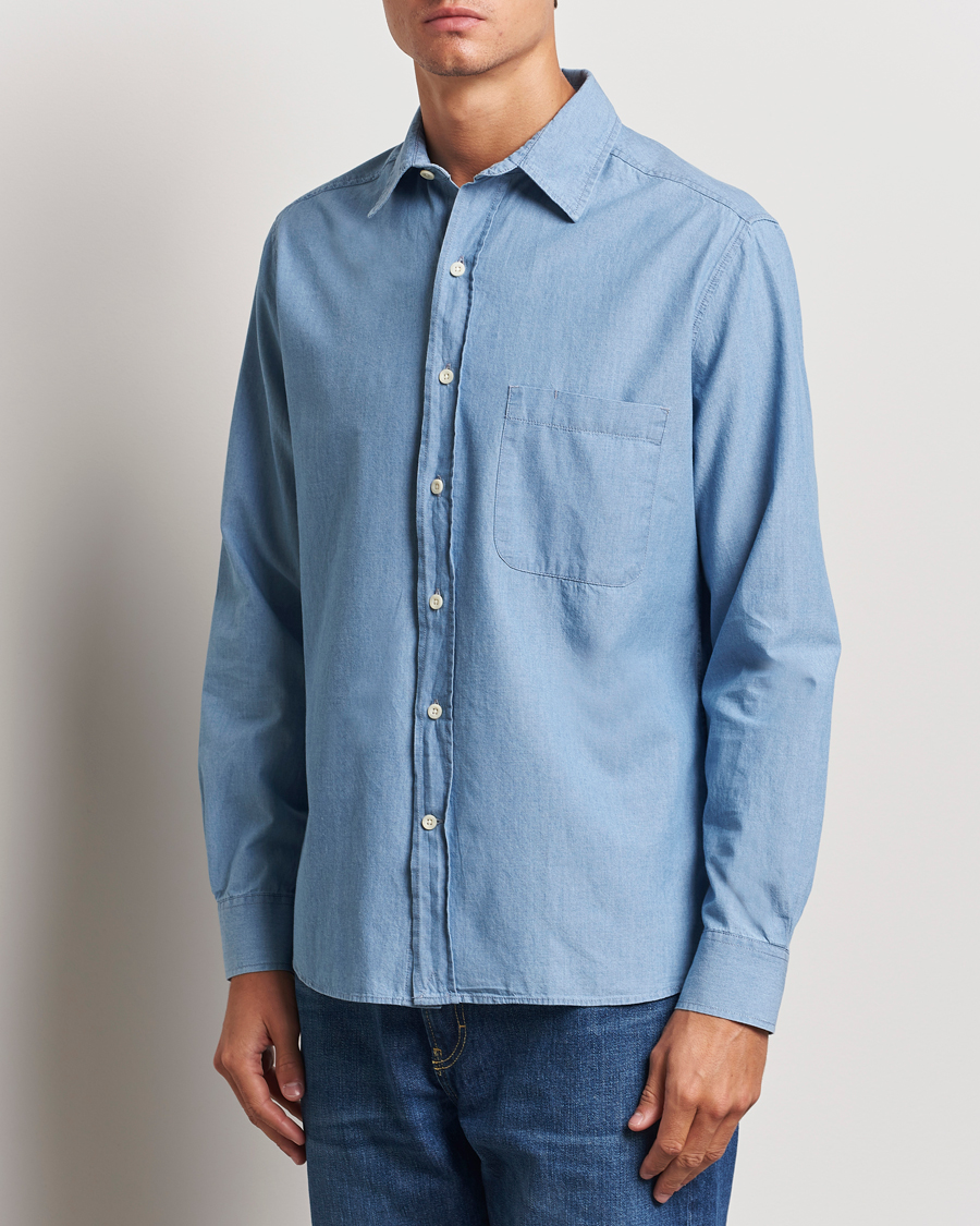 Herr | Skjortor | A Day's March | Will Chambray Shirt Light Blue