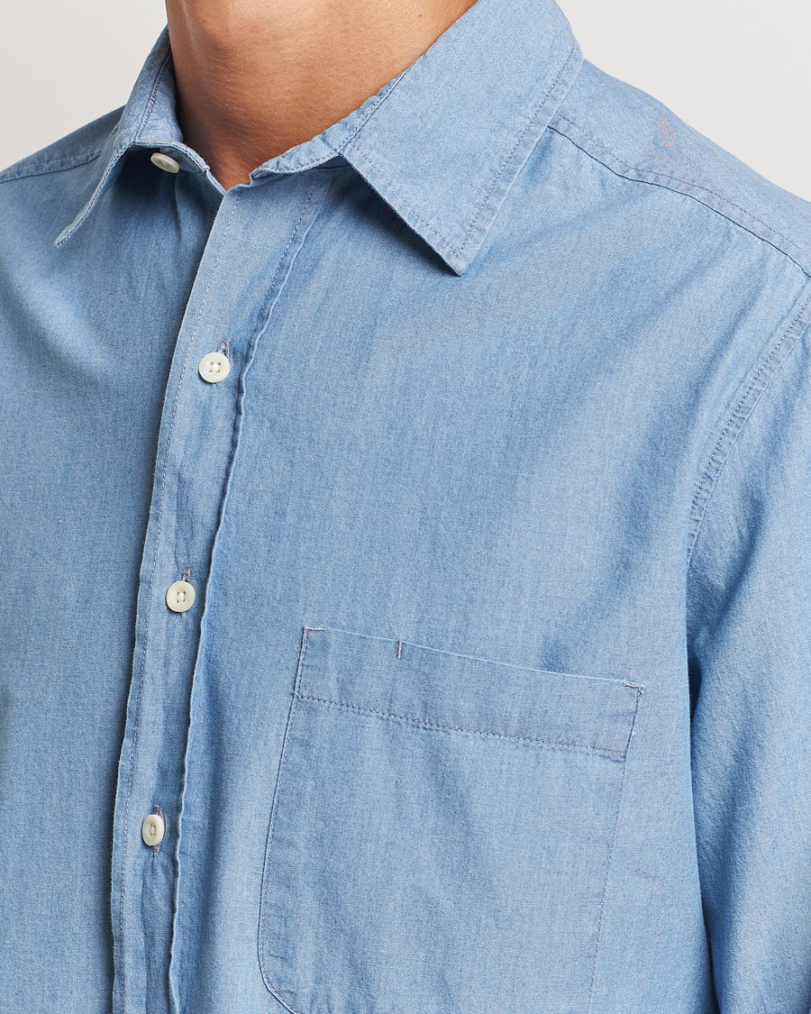 Herr | Skjortor | A Day's March | Will Chambray Shirt Light Blue