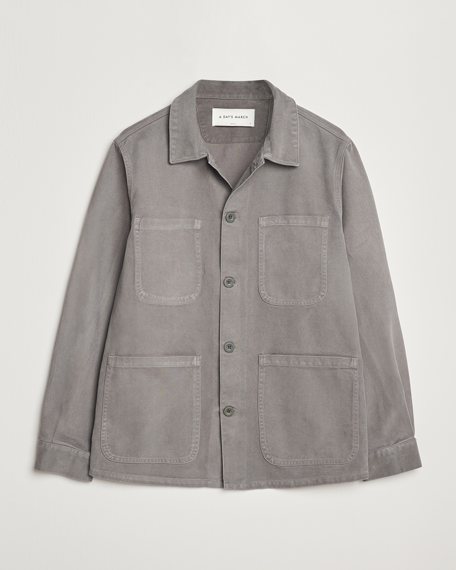 Herr | Skjortor | A Day's March | Algot Cotton Lyocell Overshirt Grey