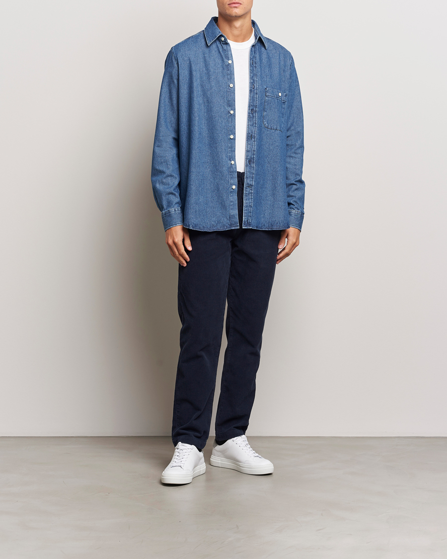 Herr | Skjortor | A Day's March | Mason Sturdy Denim Shirt Indigo Blue