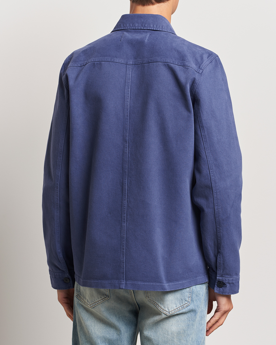 Herr | Skjortor | A Day's March | Patch Pocket Sturdy Twill Overshirt Brewers Blue