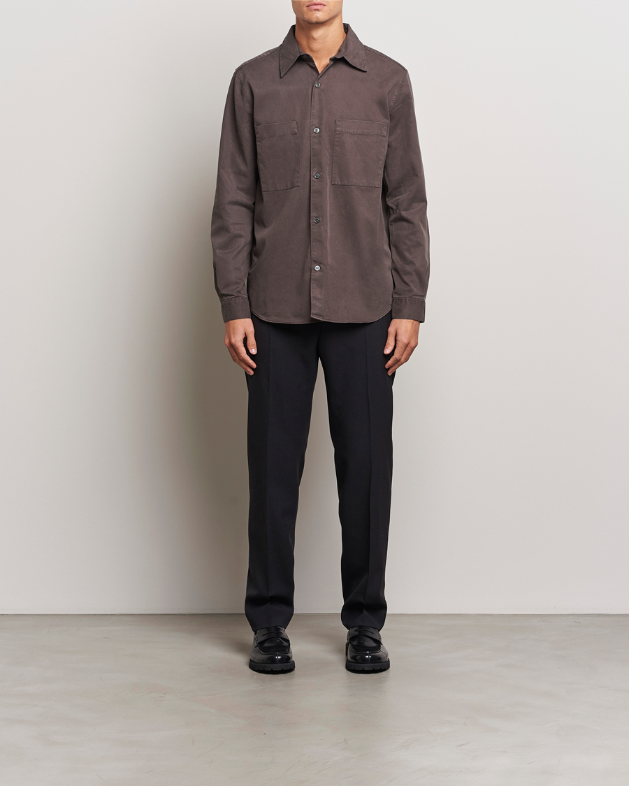 Herr | Skjortor | A Day's March | Farleigh Lyocell Shirt Chocolate