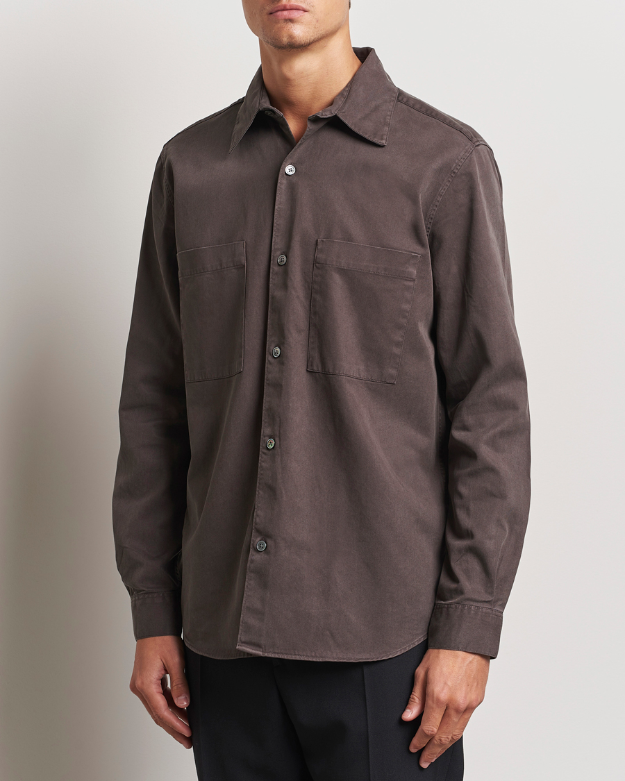 Herr | Skjortor | A Day's March | Farleigh Lyocell Shirt Chocolate