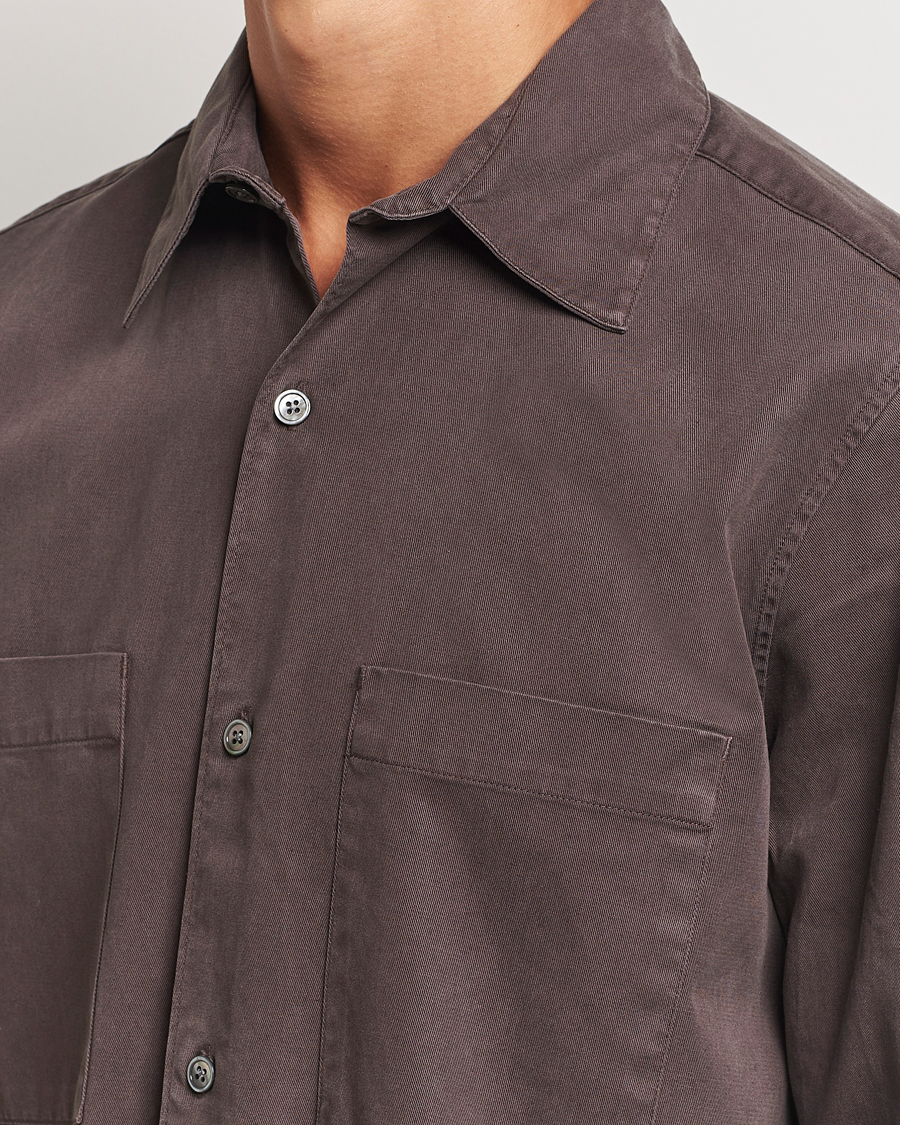 Herr | Skjortor | A Day's March | Farleigh Lyocell Shirt Chocolate
