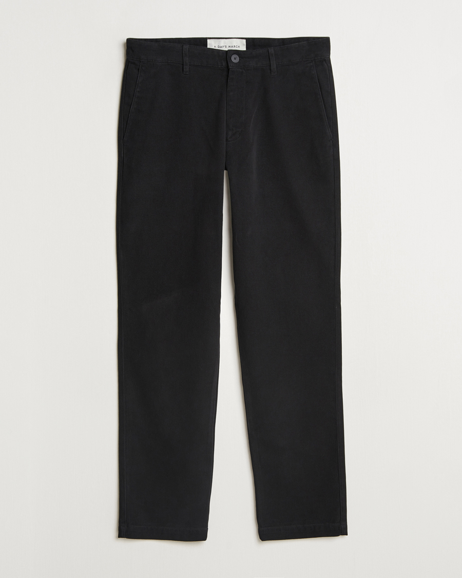 Herr | Byxor | A Day's March | Miller Cotton/Lyocell Trousers Black