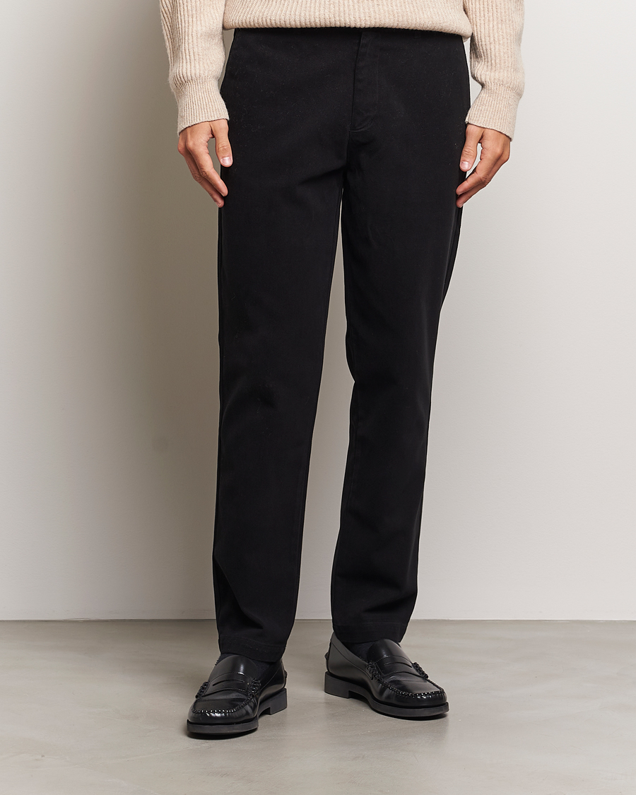 Herr | Byxor | A Day's March | Miller Cotton Lyocell Trousers Black