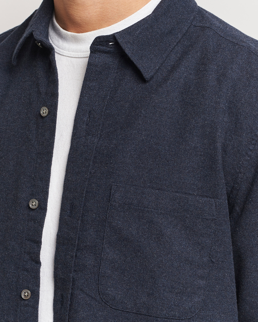 Herr | Skjortor | A Day's March | Newark Flannel Shirt Navy
