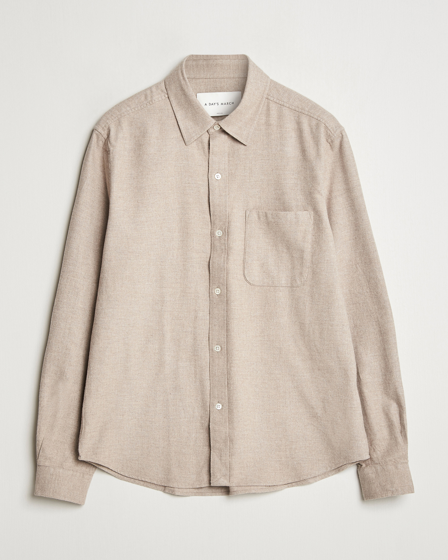 Herr | Skjortor | A Day's March | Newark Flannel Shirt Sand Melange