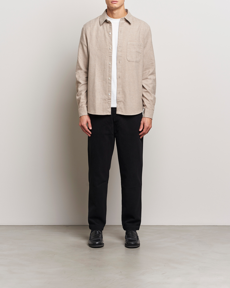 Herr | Skjortor | A Day's March | Newark Flannel Shirt Sand Melange