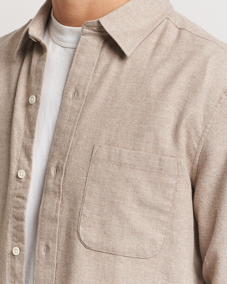Herr | Skjortor | A Day's March | Newark Flannel Shirt Sand Melange