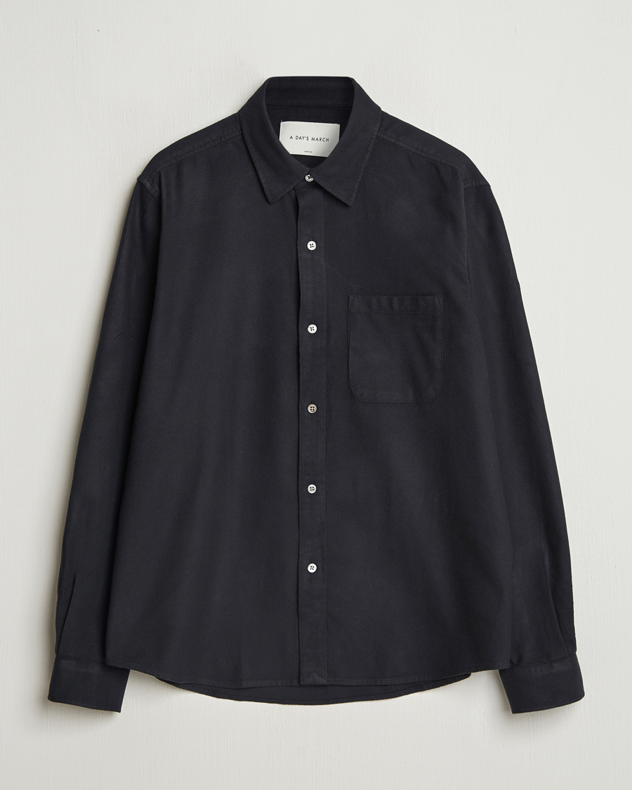 Herr | Skjortor | A Day's March | Newark Flannel Shirt Black