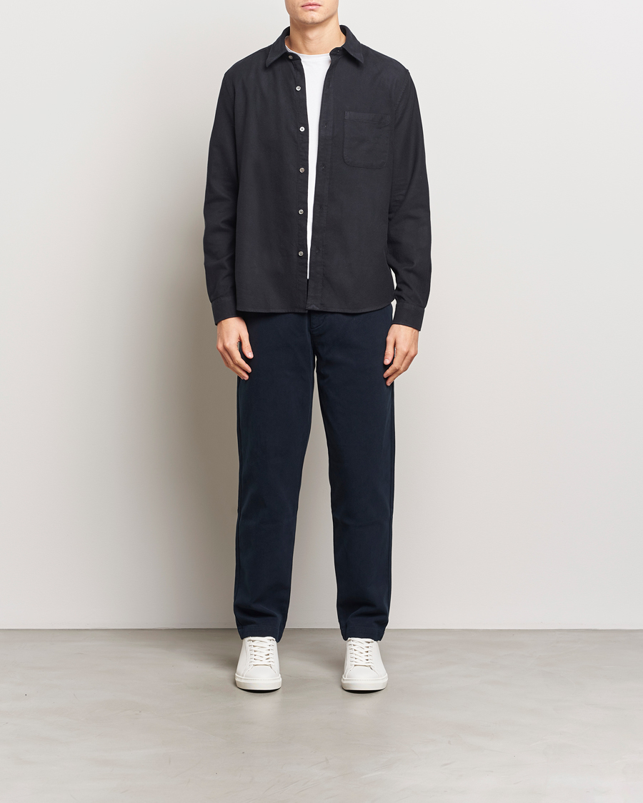 Herr | Skjortor | A Day's March | Newark Flannel Shirt Black