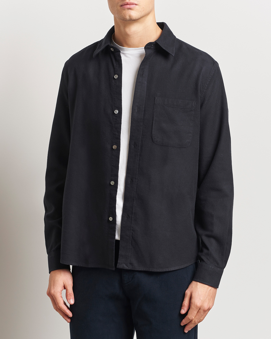 Herr | Skjortor | A Day's March | Newark Flannel Shirt Black