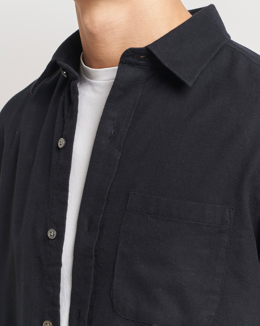 Herr | Skjortor | A Day's March | Newark Flannel Shirt Black