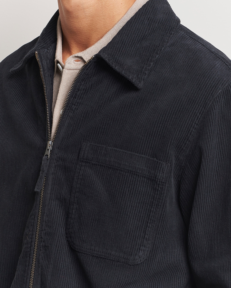 Herr | Skjortor | A Day's March | Fraser Zip Corduroy Overshirt Black