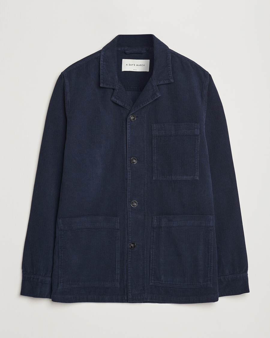 Herr | Skjortor | A Day's March | Banagher Corduroy Overshirt Navy