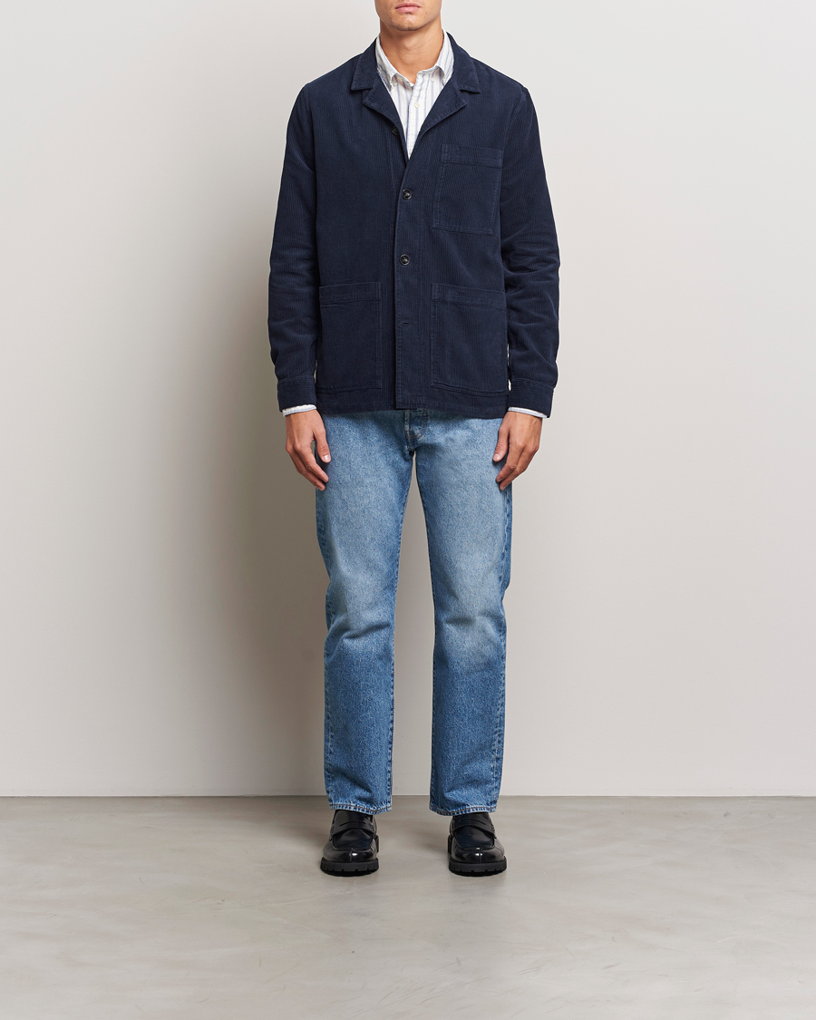 Herr | Skjortor | A Day's March | Banagher Corduroy Overshirt Navy