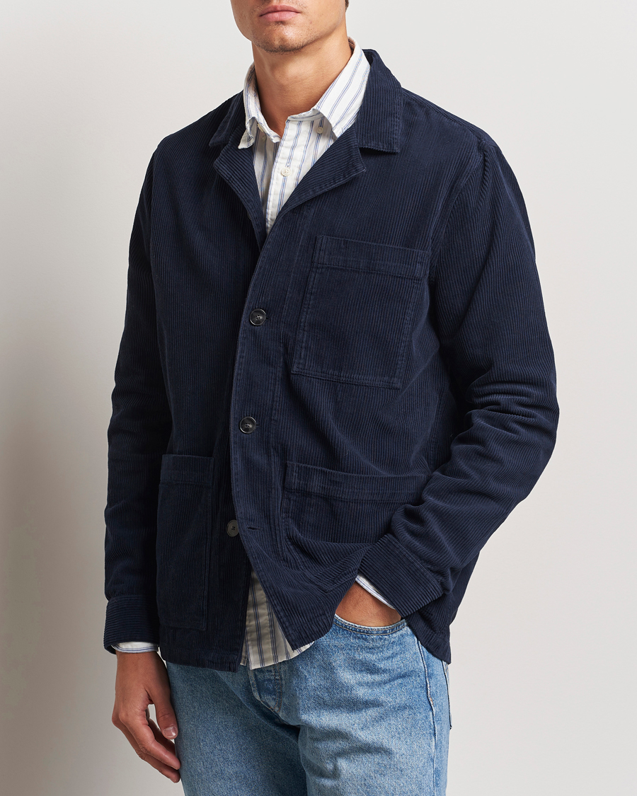 Herr | Skjortor | A Day's March | Banagher Corduroy Overshirt Navy