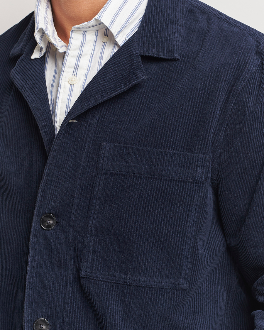 Herr | Skjortor | A Day's March | Banagher Corduroy Overshirt Navy
