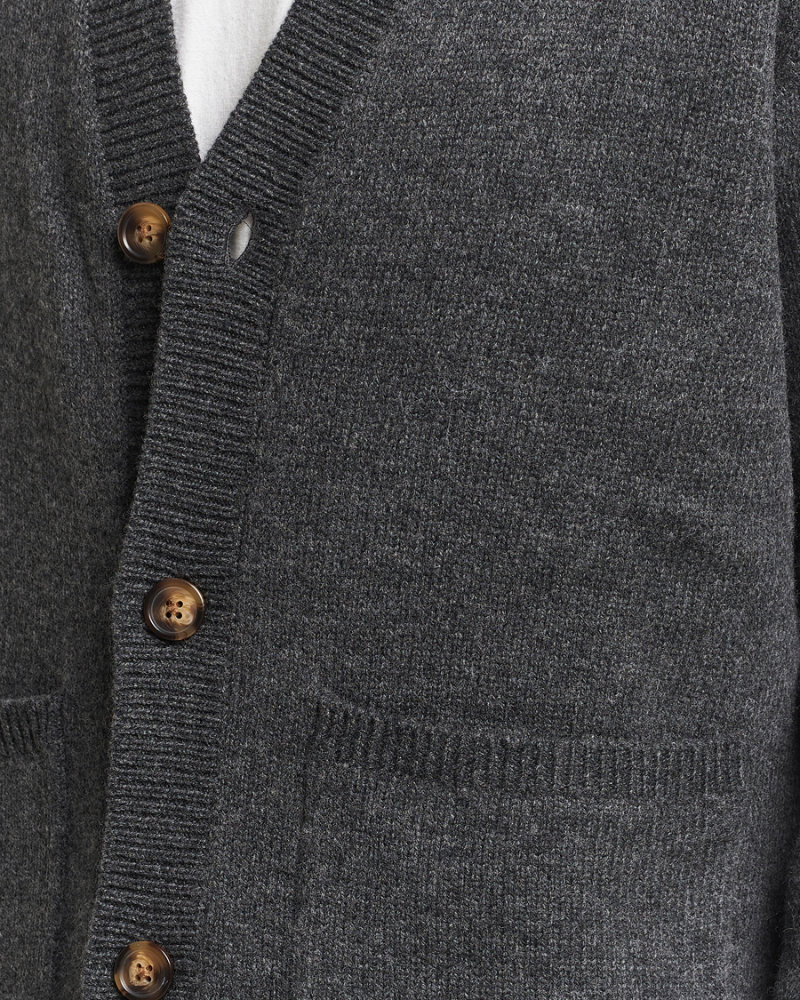 Herr | Tröjor | A Day's March | Jarrow Lambswool Cardigan Charcoal