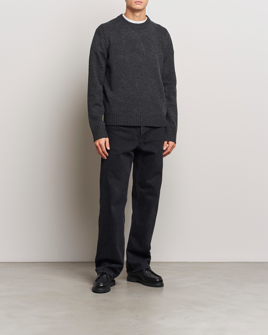 Herr | Tröjor | A Day's March | Marlow Lambswool Crew Black Melange