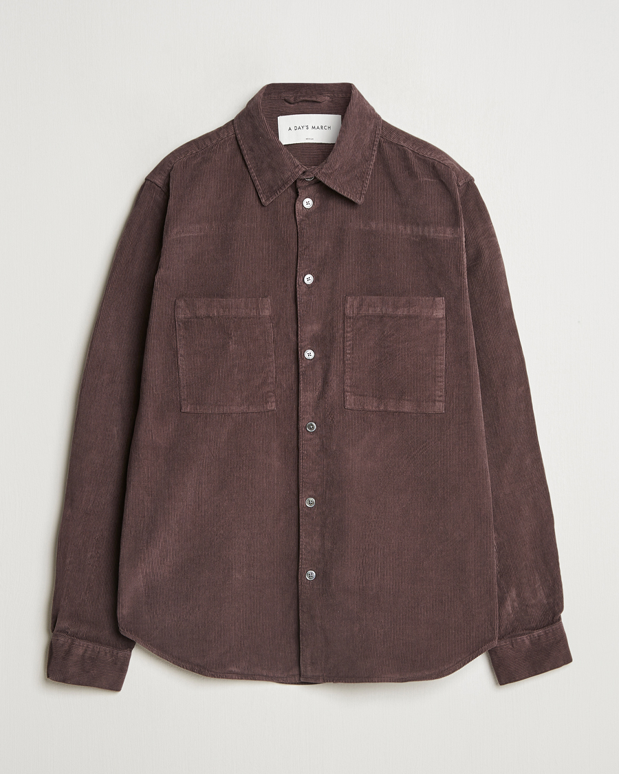 Herr | Skjortor | A Day's March | Denver Corduroy Shirt Chocolate