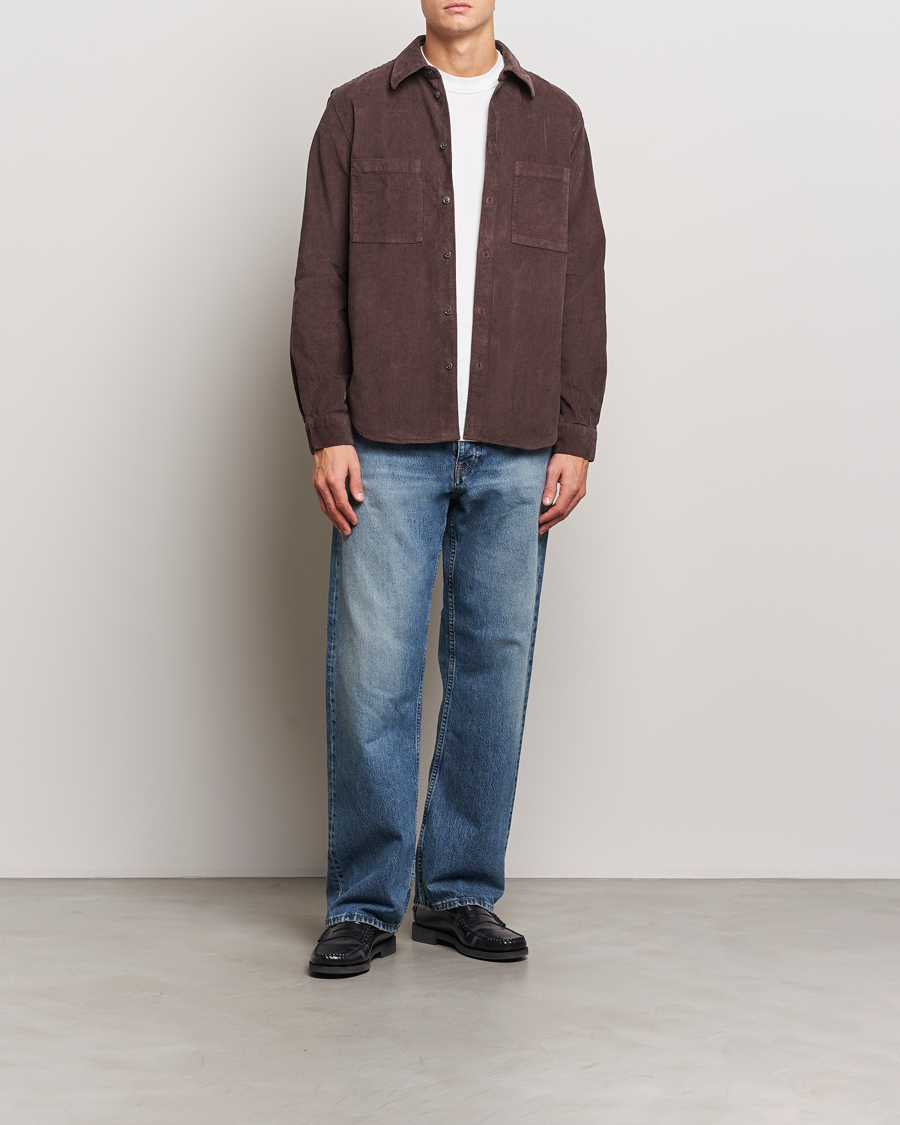 Herr | Skjortor | A Day's March | Denver Corduroy Shirt Chocolate