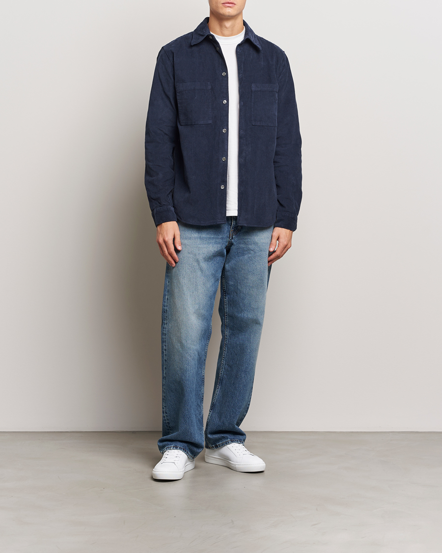 Herr | Skjortor | A Day's March | Denver Corduroy Shirt Navy
