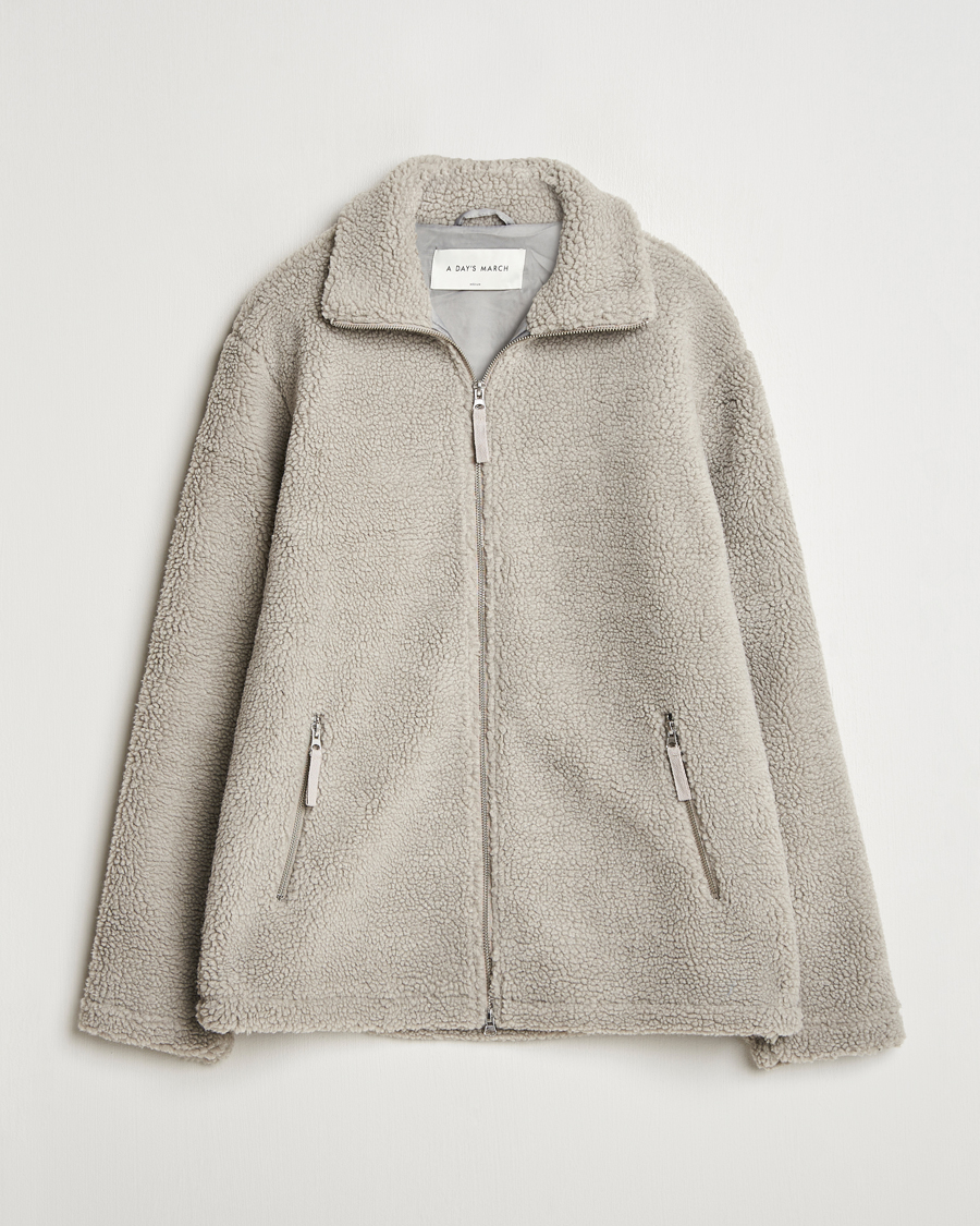 Herr | Tröjor | A Day's March | Acton Pile Fleece Jacket Grey