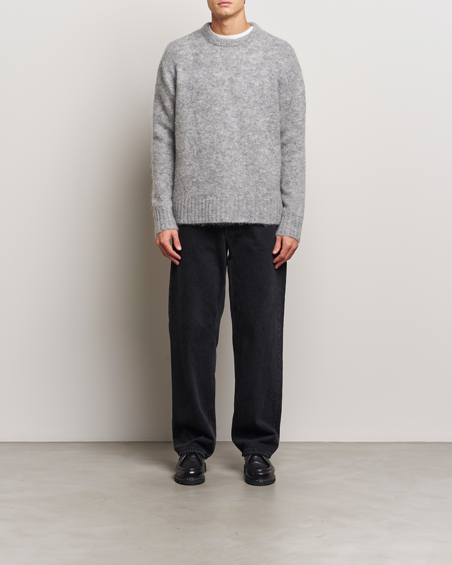 Herr | Tröjor | A Day's March | Tietar Mohair Sweater Grey Melange