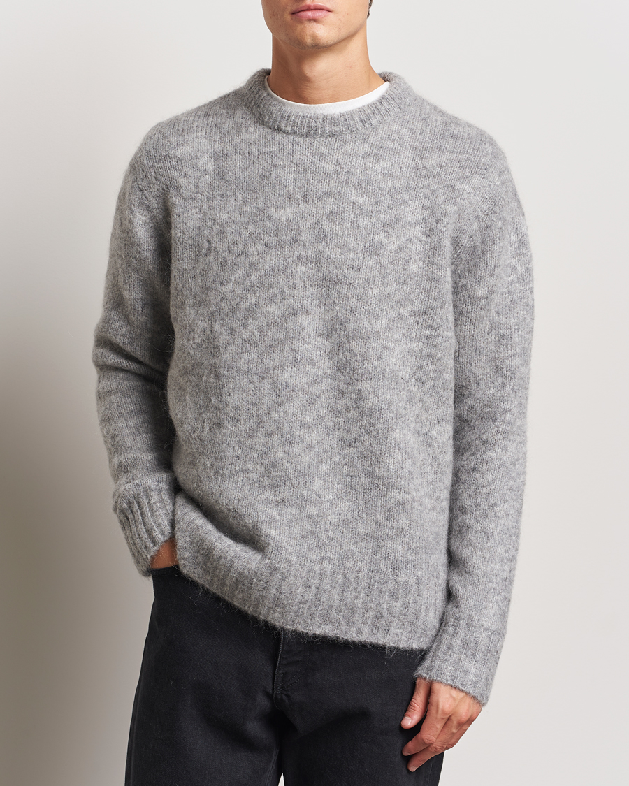Herr | Tröjor | A Day's March | Tietar Mohair Sweater Grey Melange