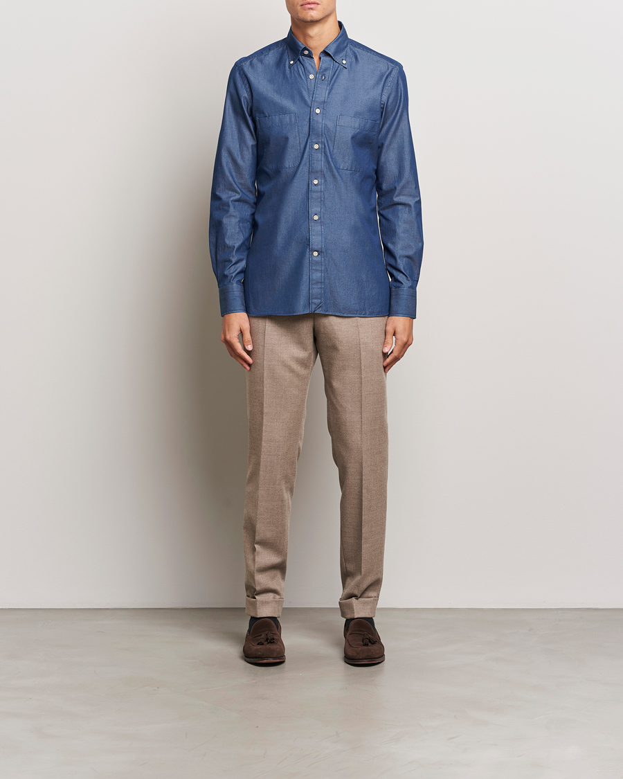 Herr | Skjortor | 100Hands | Beverly Bata Wash Denim Shirt Blue