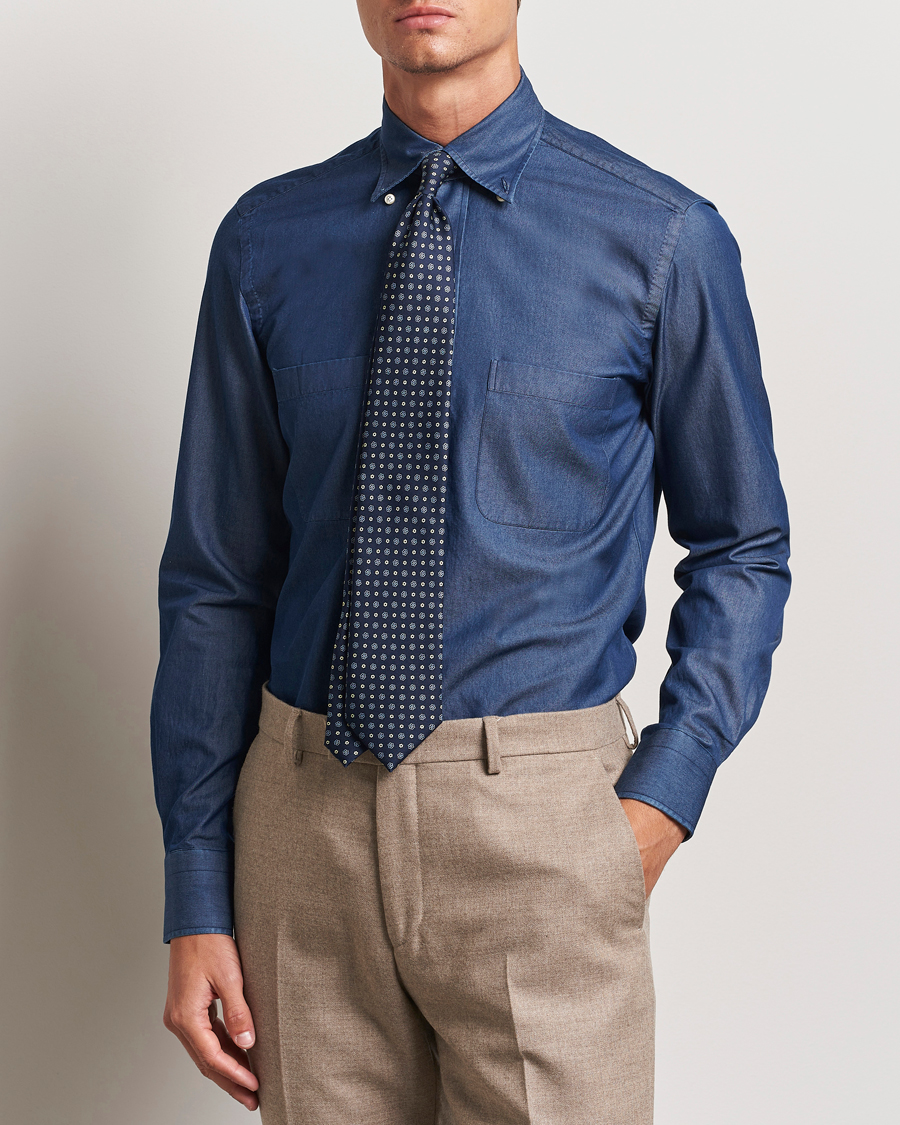 Herr | Skjortor | 100Hands | Beverly Bata Wash Denim Shirt Blue