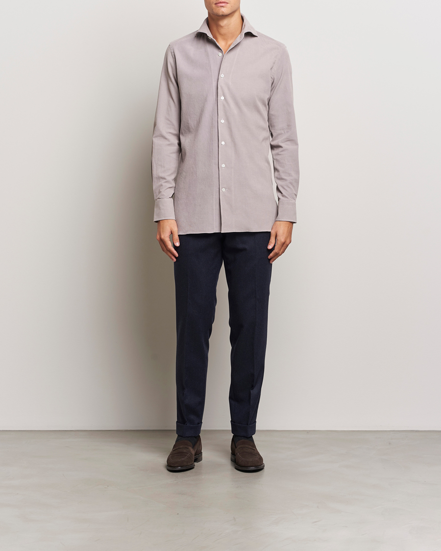 Herr | Skjortor | 100Hands | Japan Corduroy Shirt Aubergine